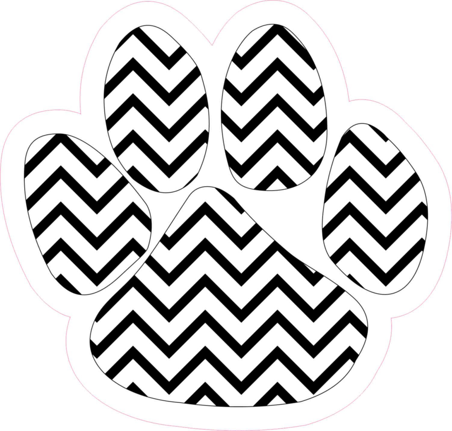 475in x 5in black and white chevron paw print bumper