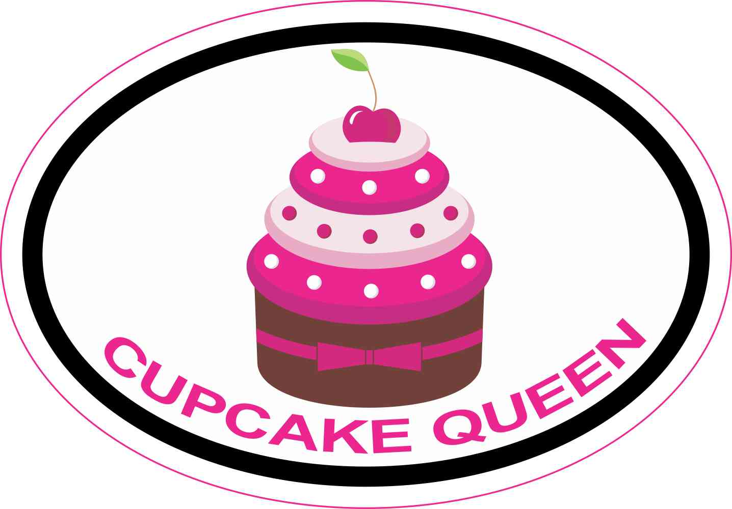 3in x 2in Oval Cupcake Queen Sticker Vinyl Stickers Bumper Hobby Sign