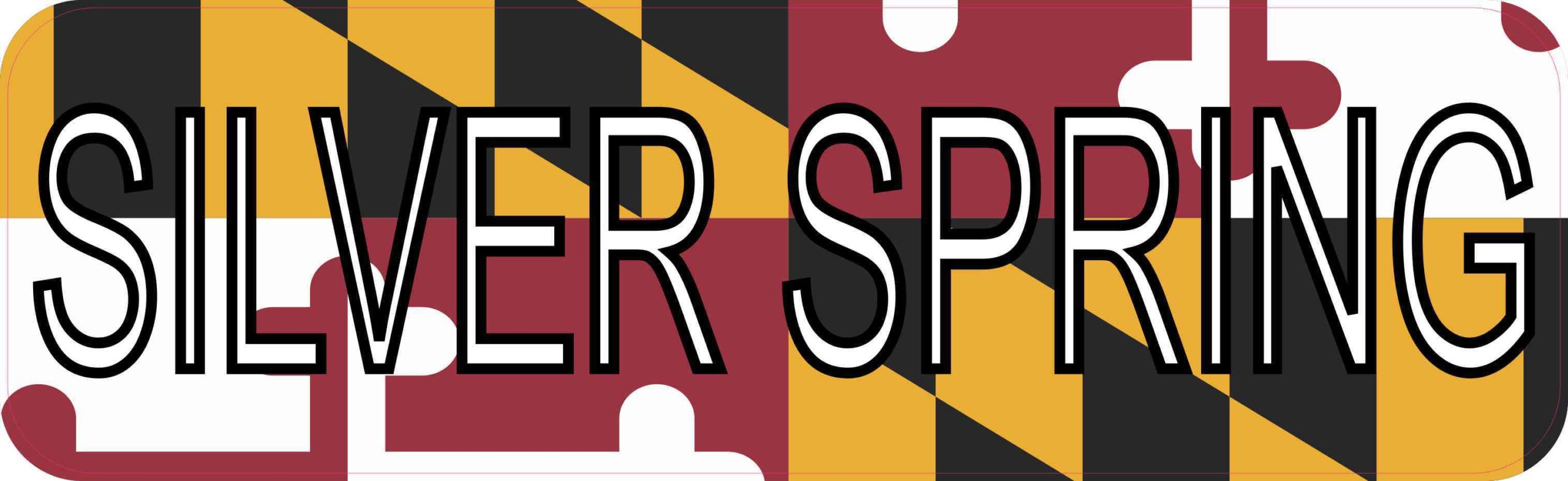 10in x 3in Silver Spring Maryland Bumper Sticker Vinyl State Flag